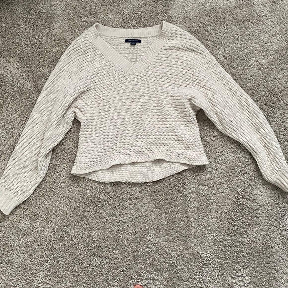 American Eagle Outfitters Sweaters - American Eagle Cream Knit V Neck Sweater